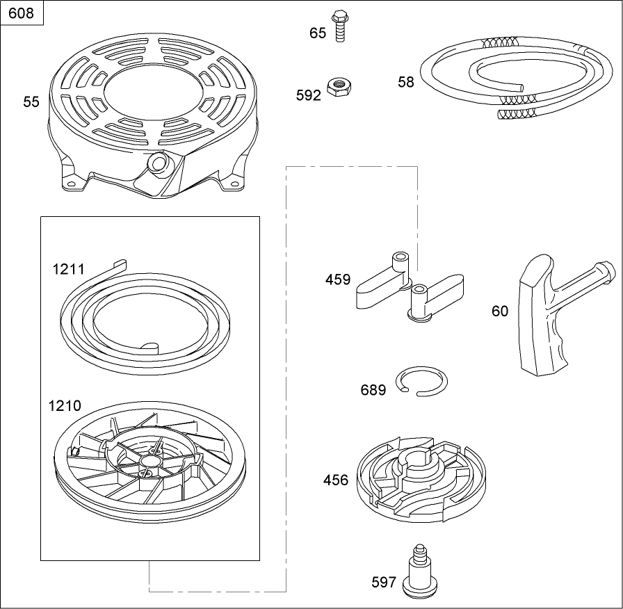 Starter Assembly Briggs and Stratton 122607-0208-B1