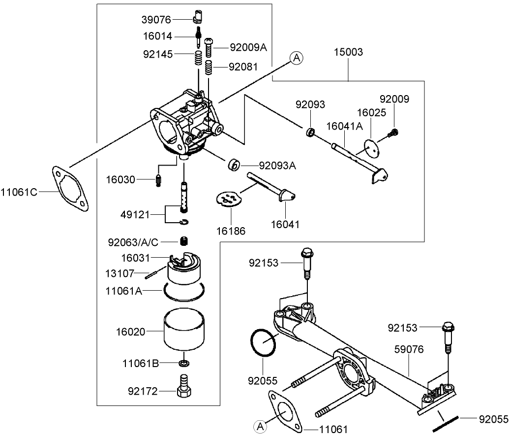 Carburetor Assembly  Kawasaki FH430V-CS25