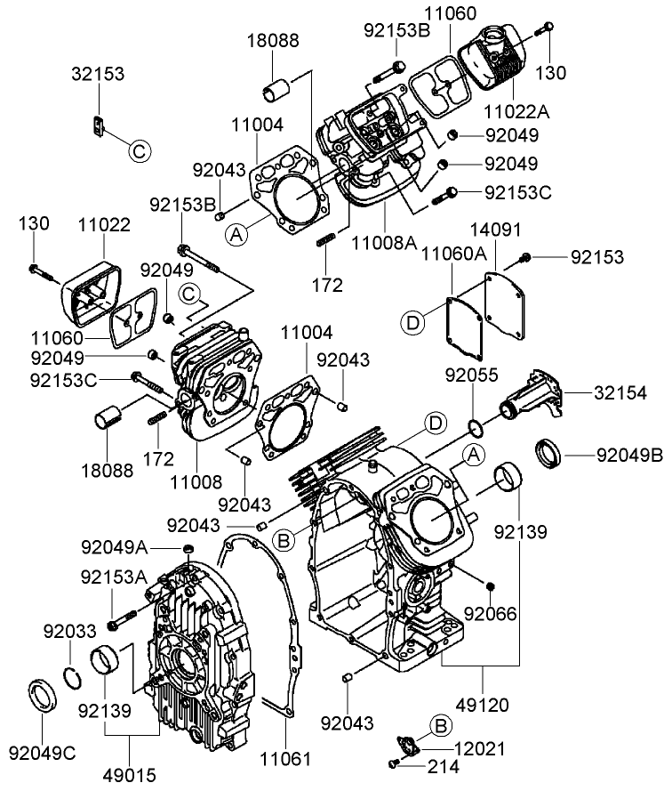 Cylinder and Crankcase Assembly Kawasaki FH770D-AS05