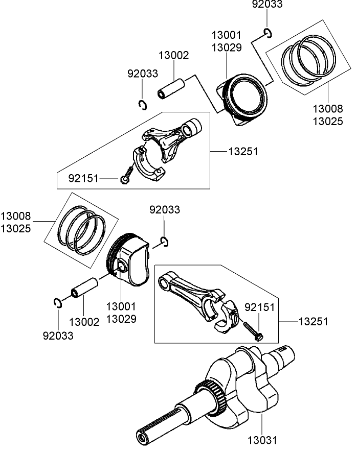 Piston and Crankshaft Assembly Kawasaki FH770D-AS05