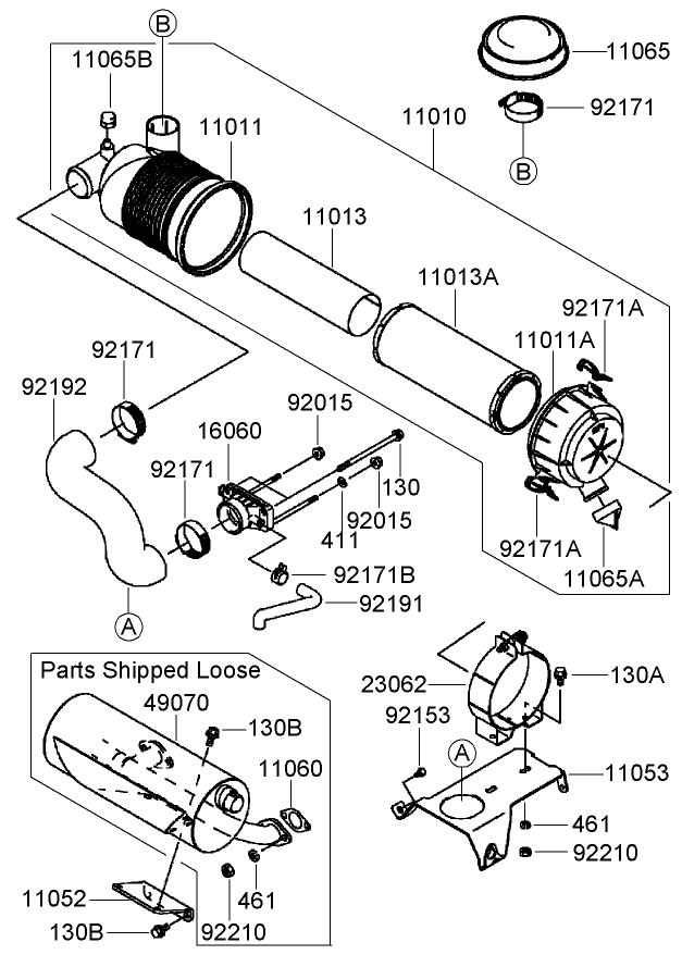 Air Filter and Muffler Assembly Kawasaki FH770D-AS05