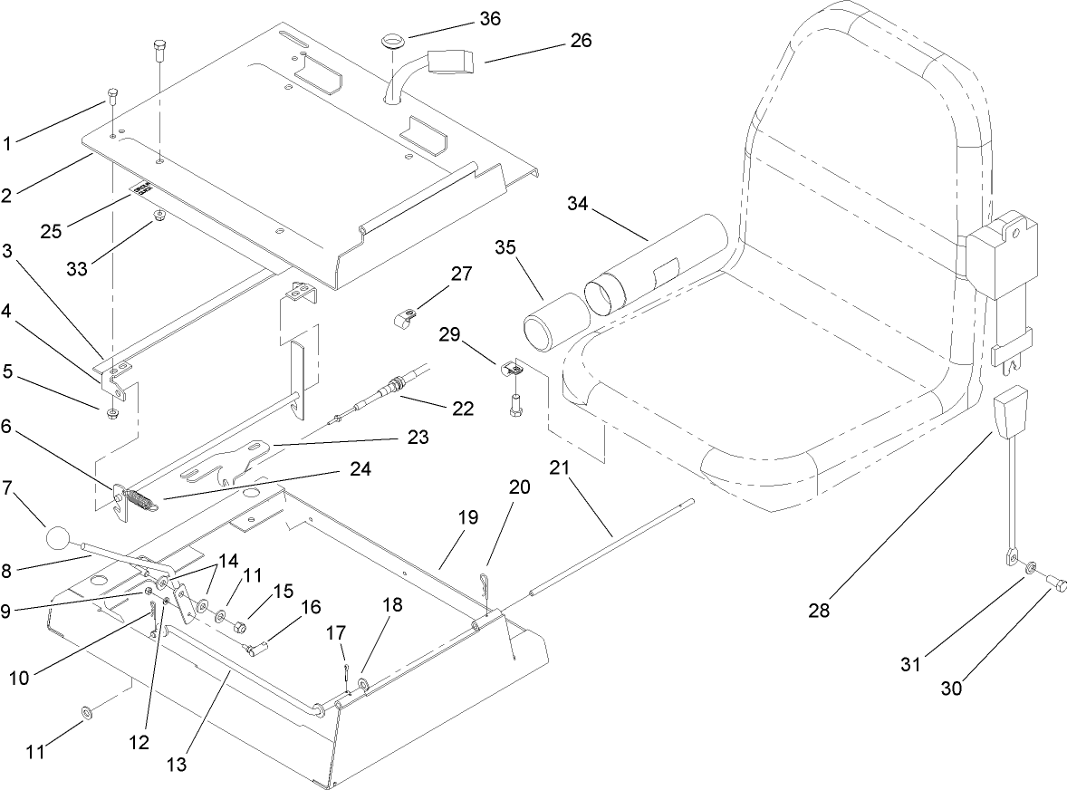 Throttle and Seat Frame Assembly