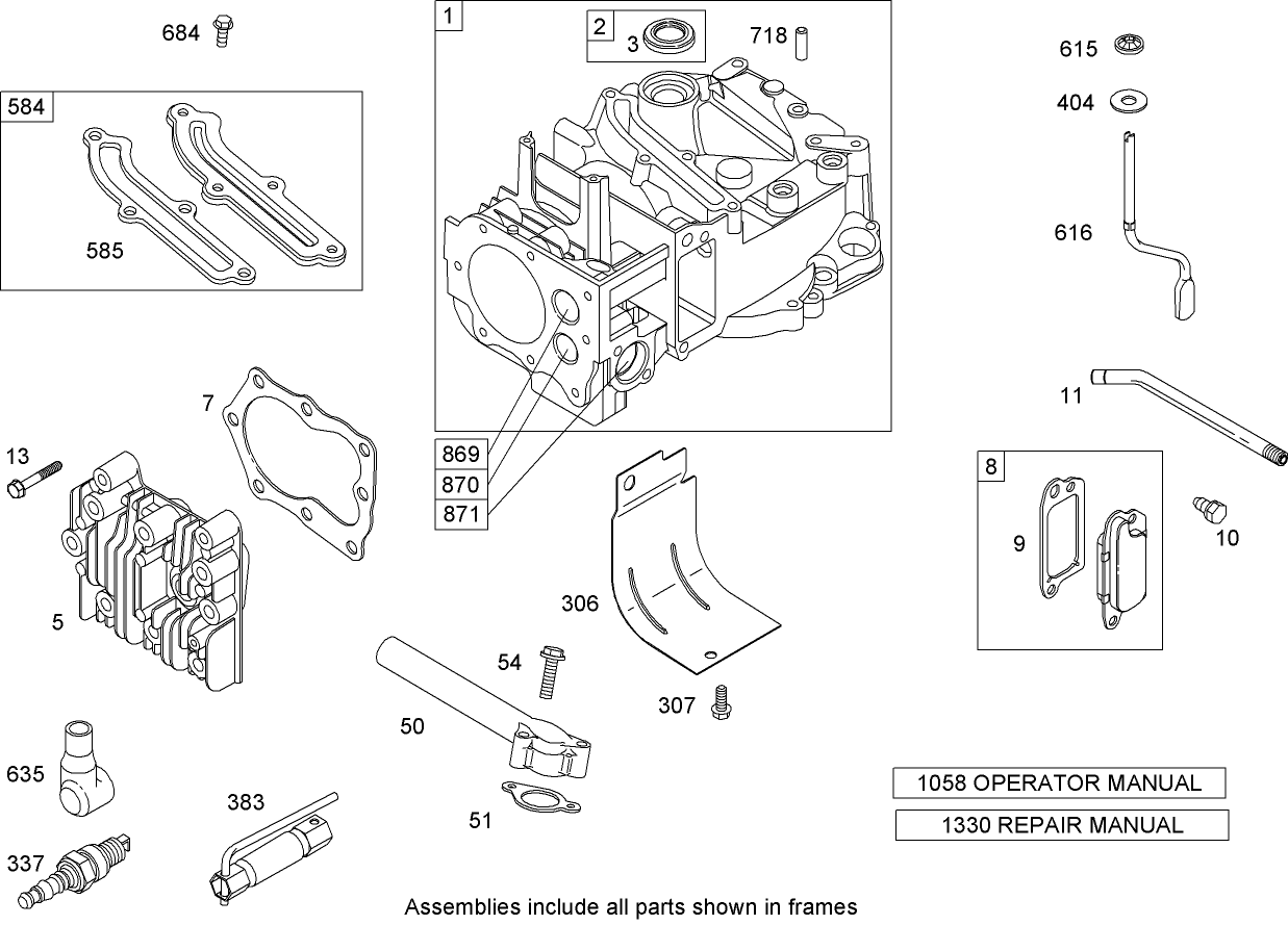 Cylinder Assembly Briggs and Stratton 126T02-1841-B1