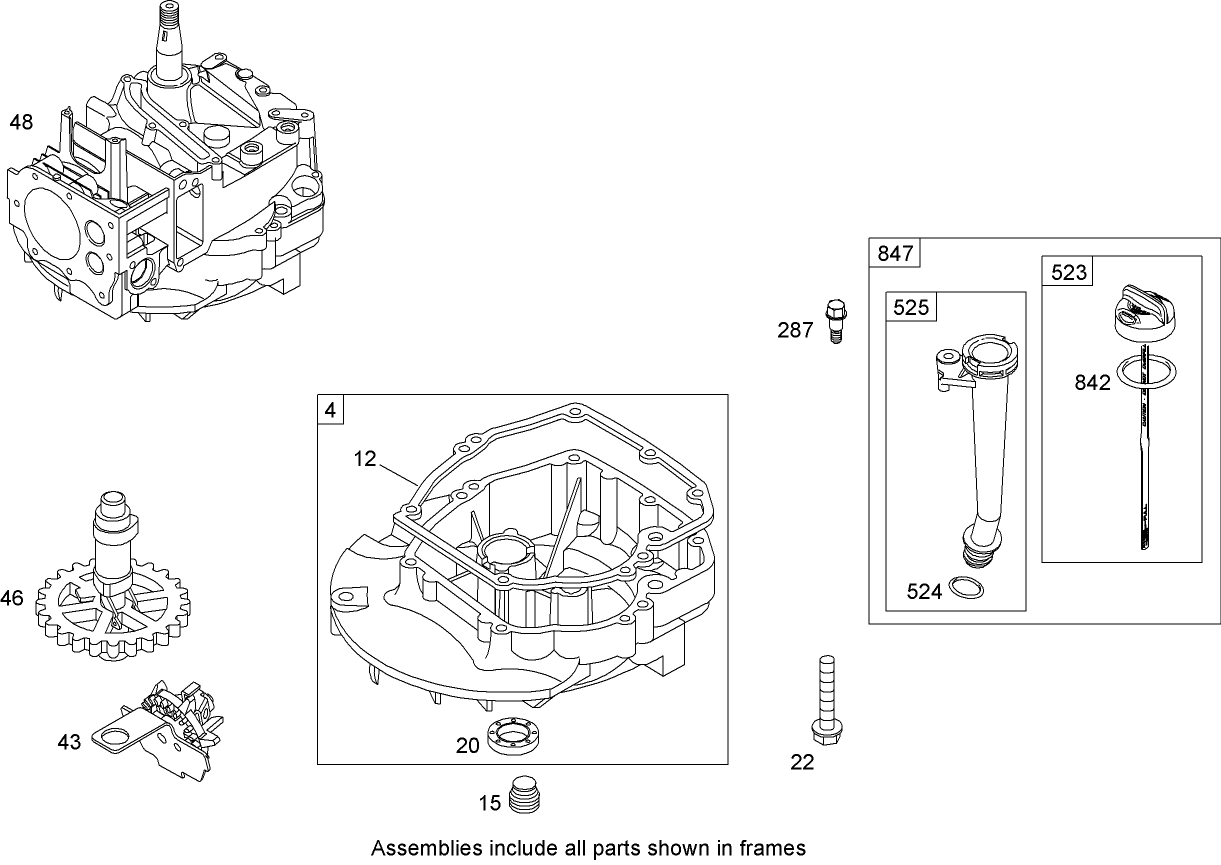 Crankcase Assembly Briggs and Stratton 126T02-1841-B1