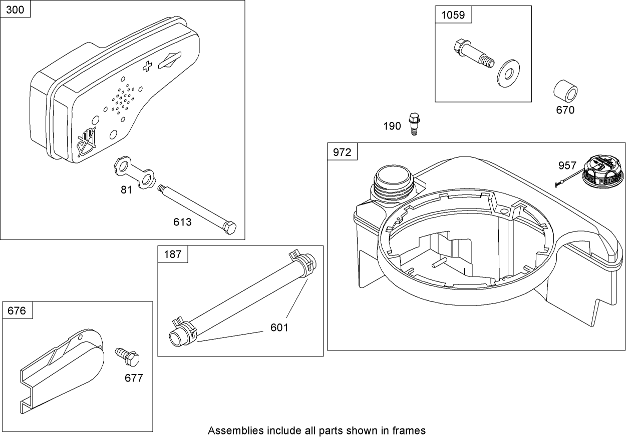 Muffler and Fuel Tank Assembly Briggs and Stratton 126T02-1841-B1