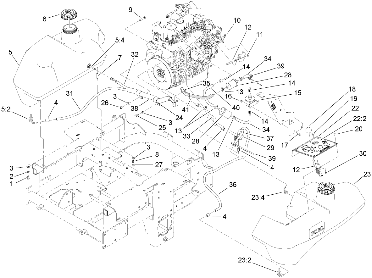 Throttle, Control Panel and Fuel Tank Assembly