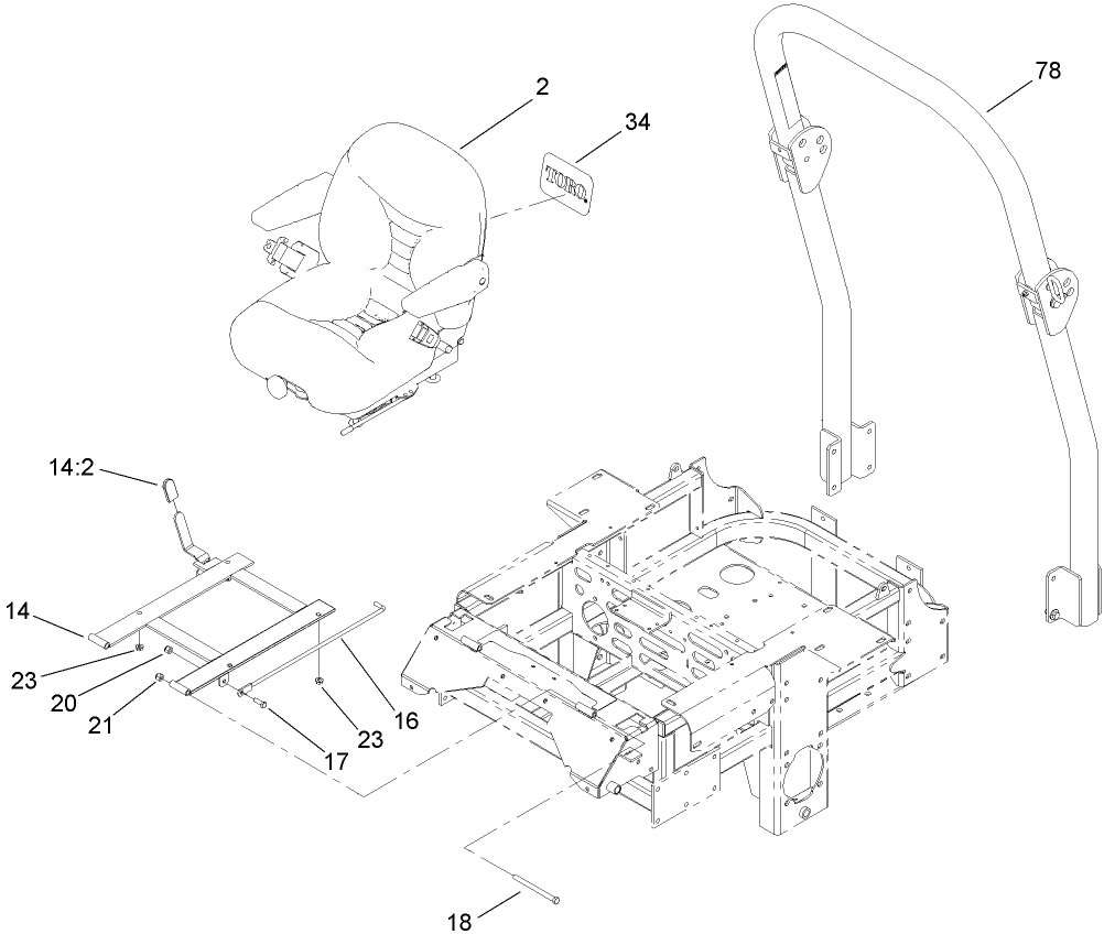 Seat and Roll-Over Protection System Assembly