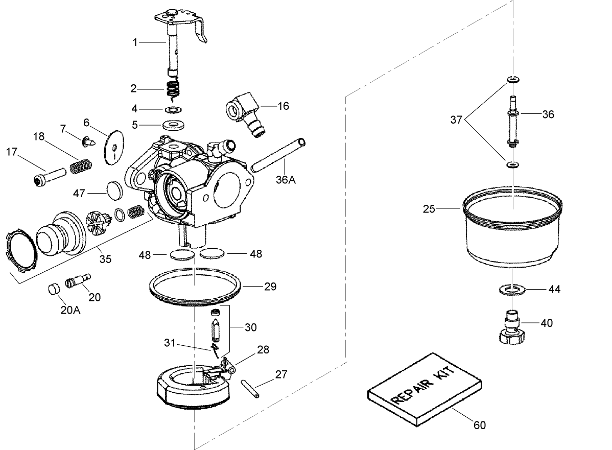 Carburetor Assembly No. 640350 Tecumseh LV195XA-362086E