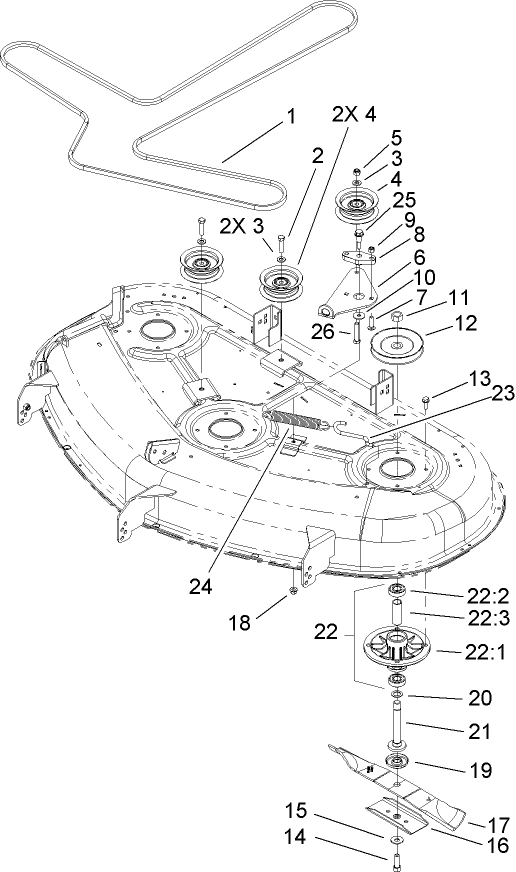 50in Deck Spindle and Belt Drive Assembly