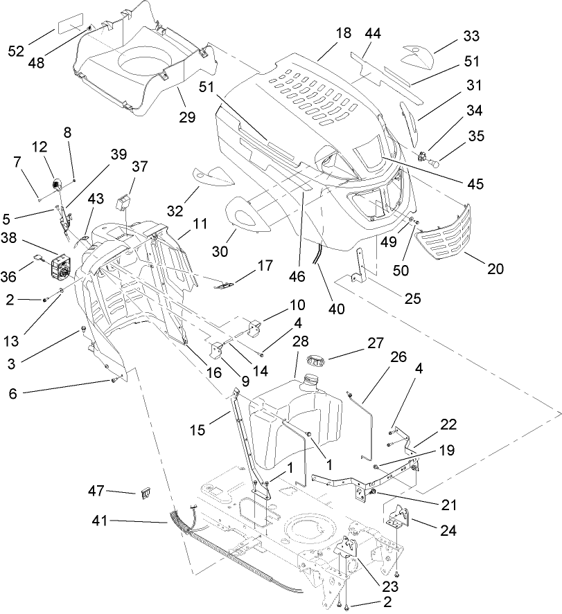 Fuel Tank and Hood Assembly