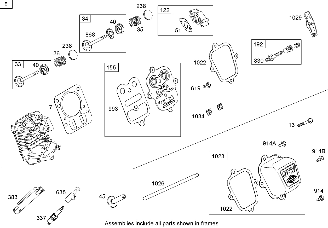 Cylinder Head Assembly  Briggs and Stratton 126302-0210-B1