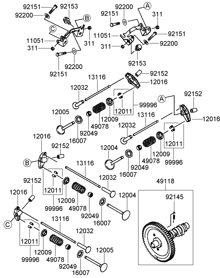 Valve and Camshaft Assembly Kawasaki FD791D-AS07