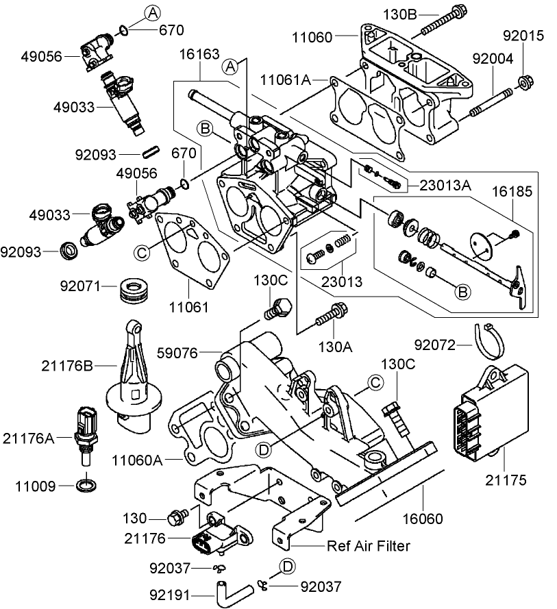 Throttle Assembly Kawasaki FD791D-AS07