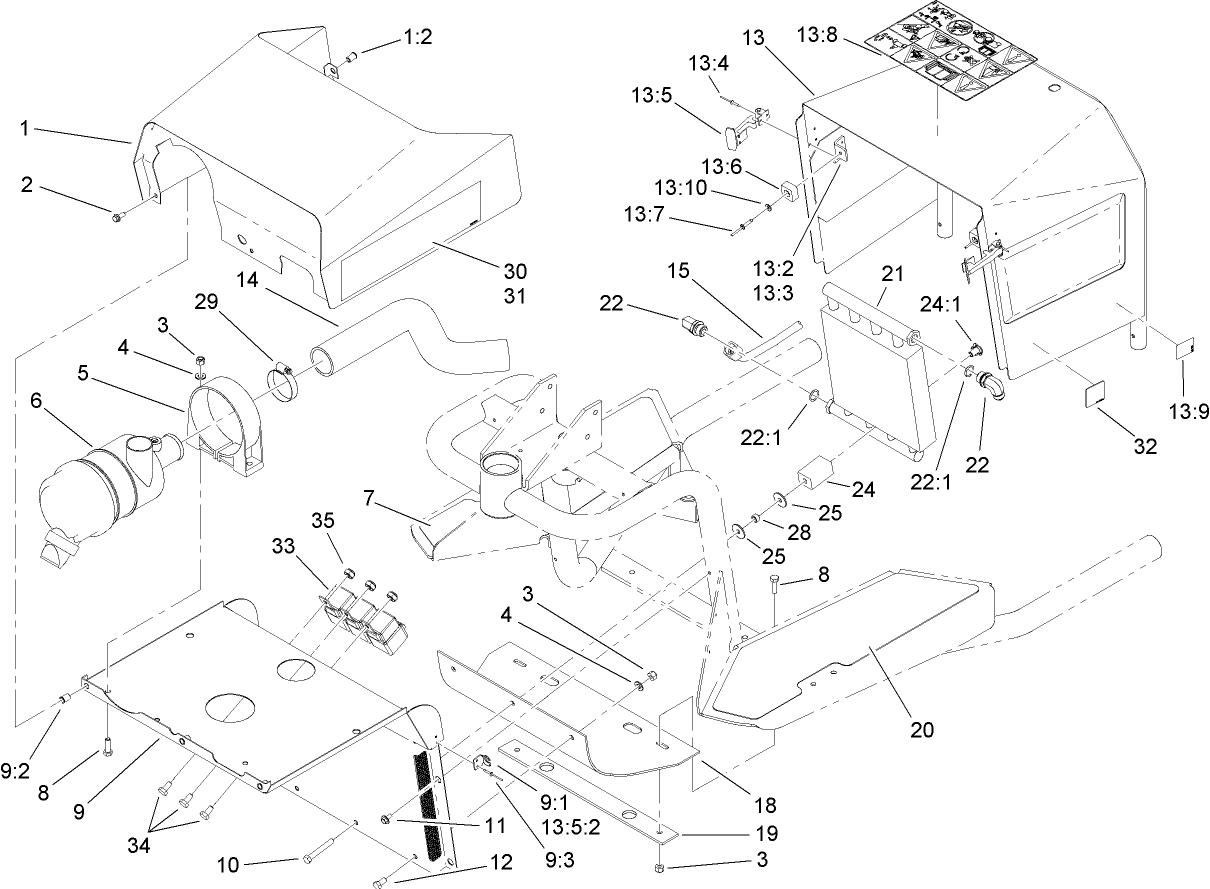 Shroud, Relay, Air Cleaner and Oil Cooler Assembly