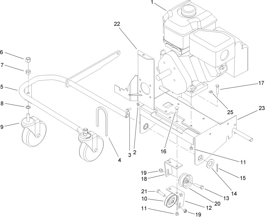 Engine and Front Wheel Assembly