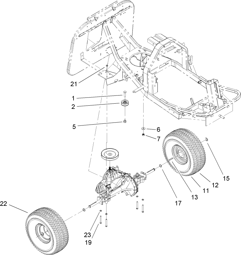 Rear Wheel and Trasmission Assembly