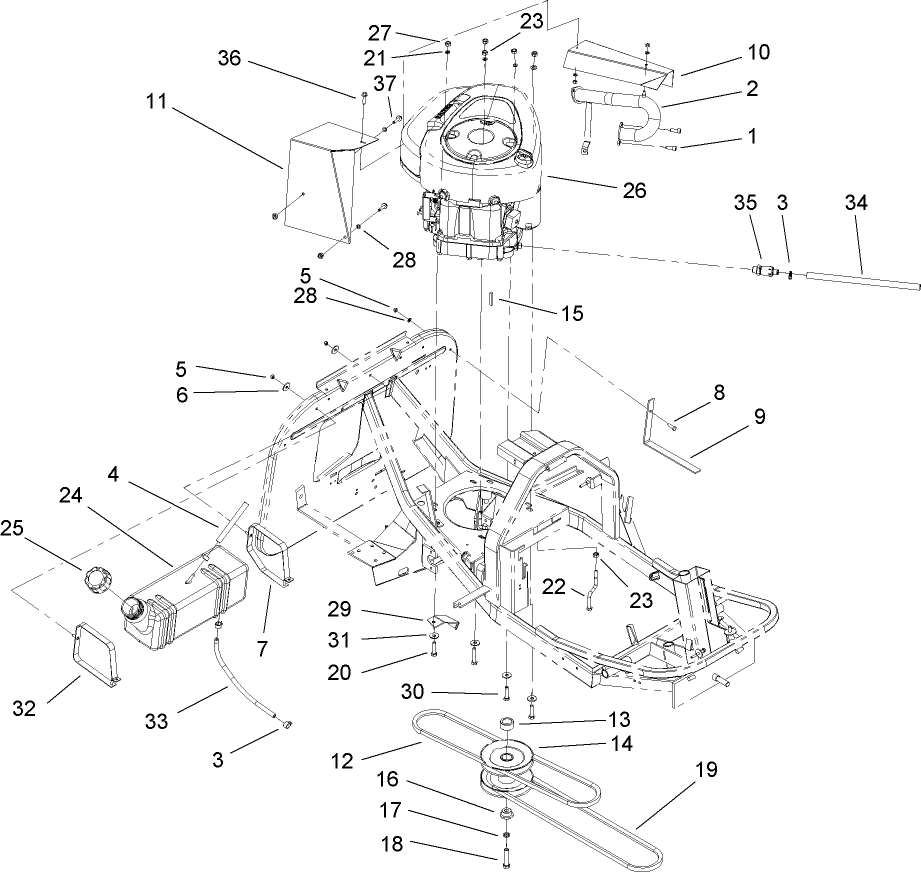 Engine and Fuel Tank Assembly