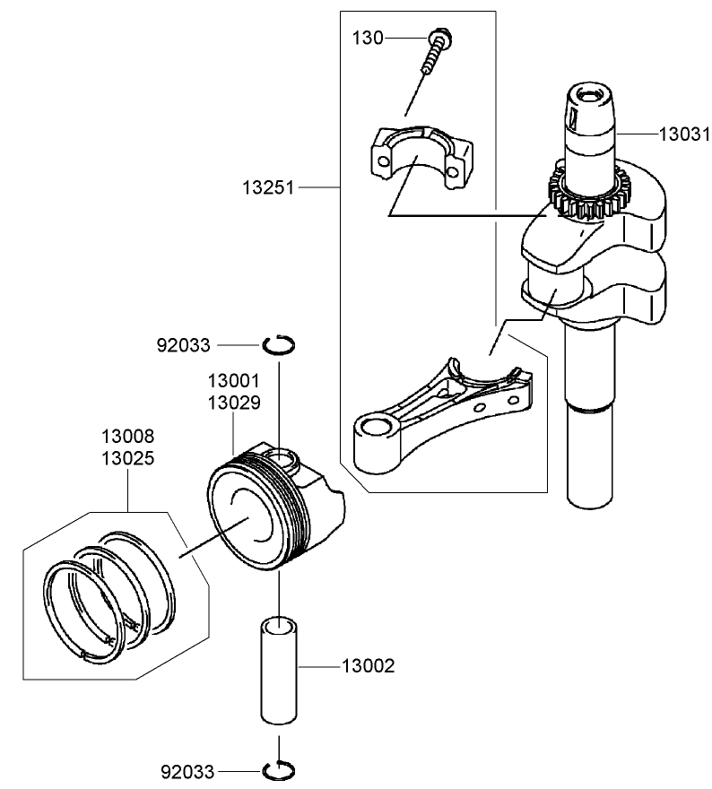 Piston and Crankshaft Assembly  Kawasaki FJ180V-AS64