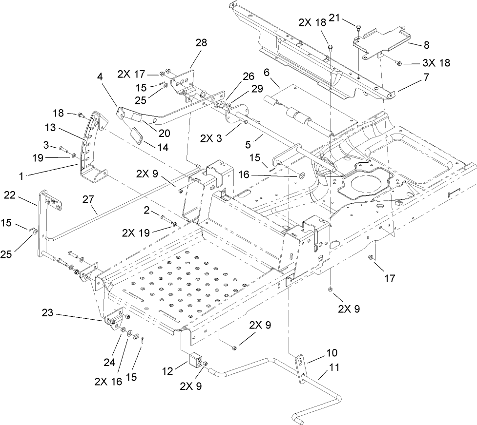 Deck Lift and Seat Support Assembly