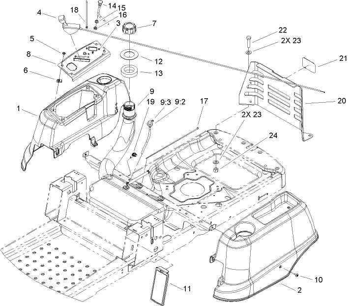 Styling and Fuel System Assembly
