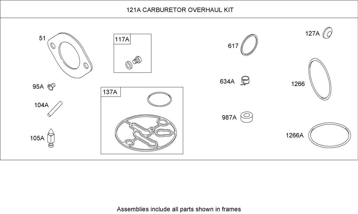Carburetor Overhaul Kit (Nikki)  Briggs and Stratton Model 31A607-0117-E1