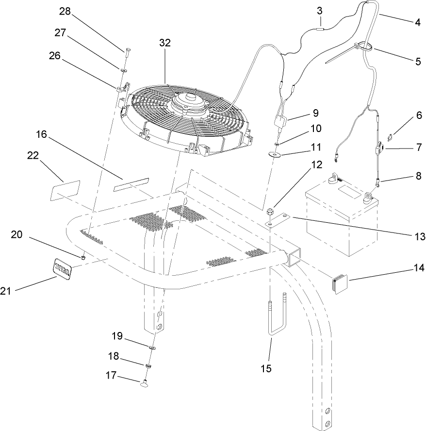 Fan Assembly Model No. 110-1996 (2 Inch ROPS Post)