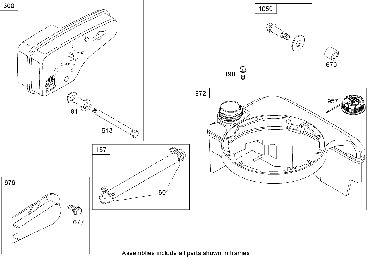 Muffler and Fuel Tank Assembly  Briggs and Stratton 126T02-0209-B1