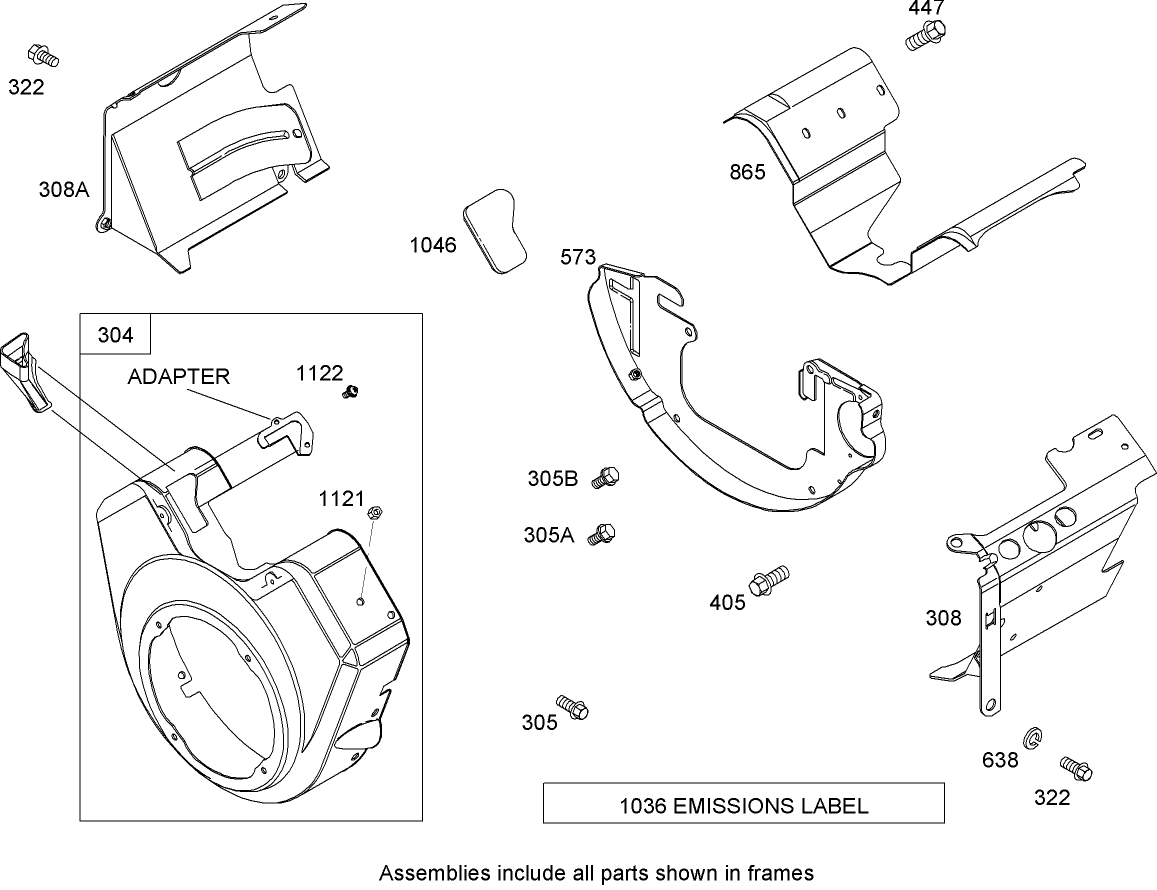 Blower Housing Assembly  Briggs and Stratton 303440-1326-E1