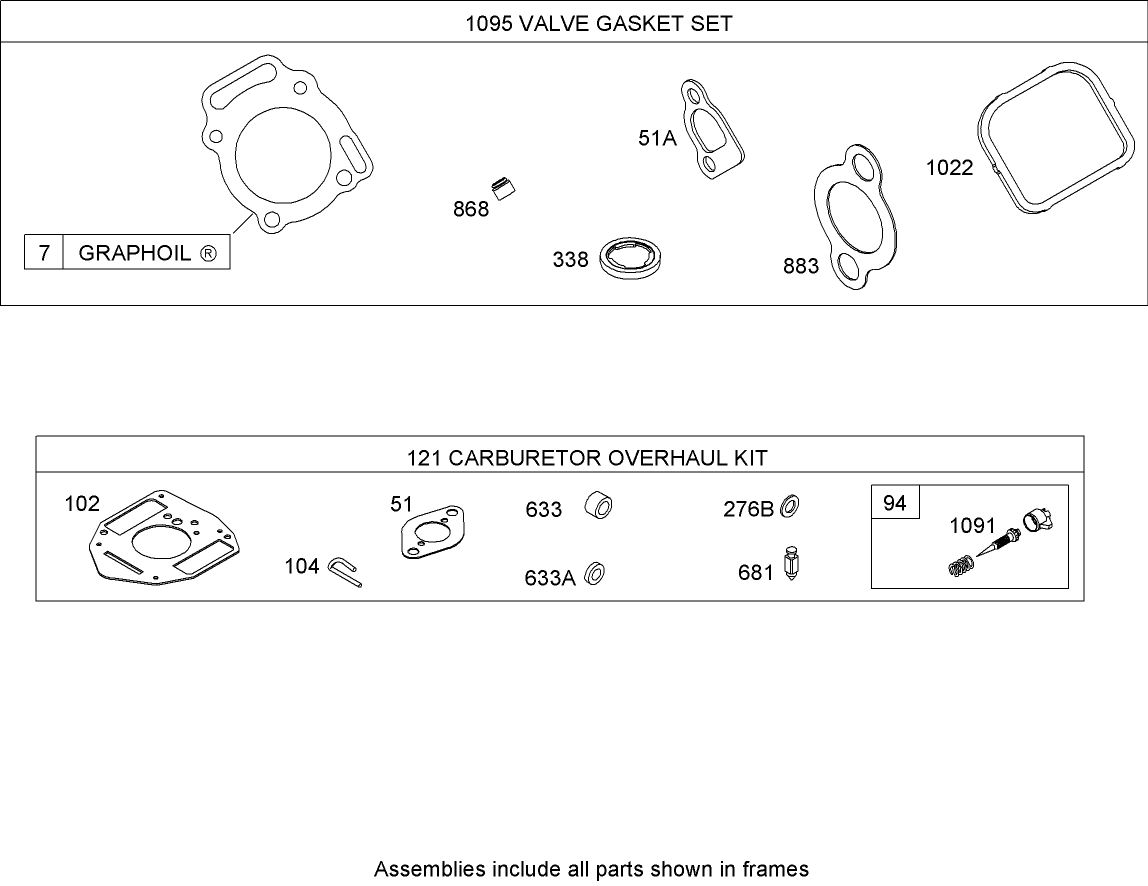 Carburetor Overhaul Kit  Briggs and Stratton 303440-1326-E1