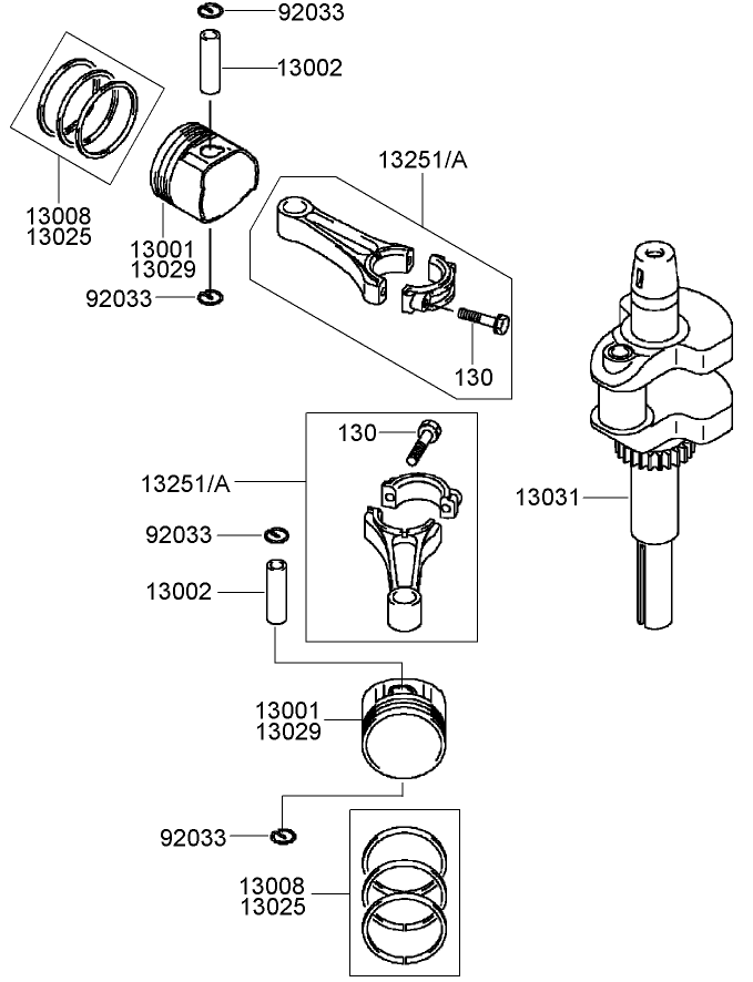 Piston and Crankshaft Assembly  Kawasaki FH430V-AS53