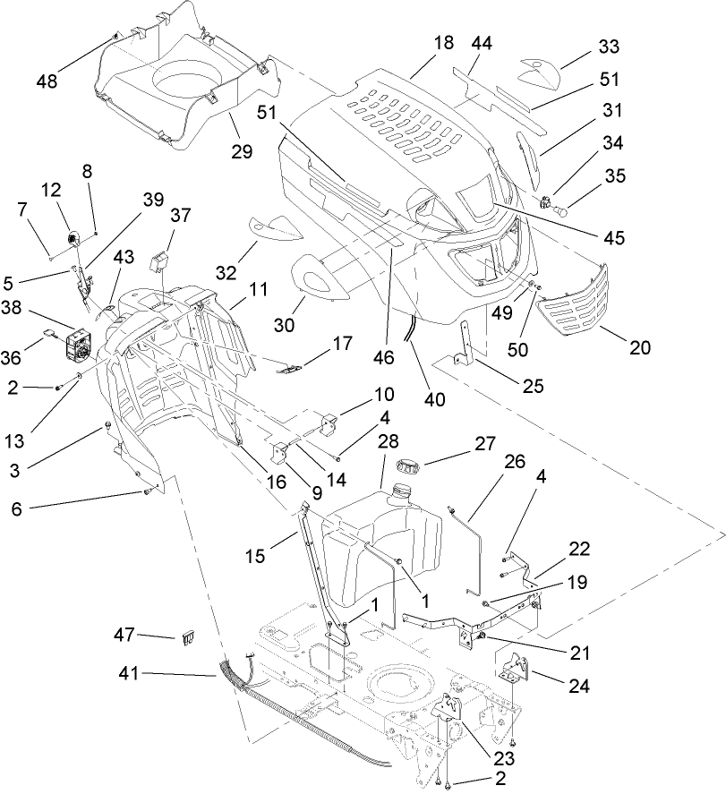 Dash, Hood and Fuel Tank Assembly