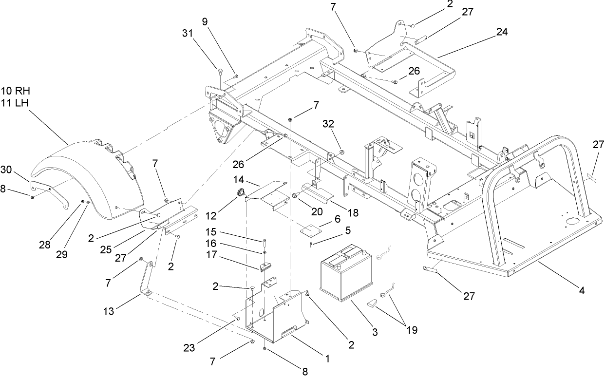 Rear Fender and Battery Mount Assembly