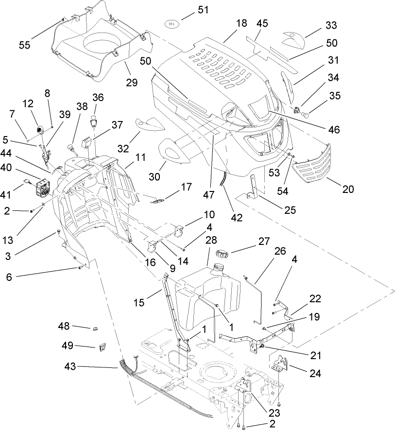 Fuel Tank and Hood Assembly
