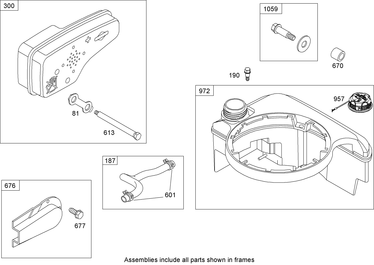 Muffler and Fuel Tank Assembly Briggs and Stratton 12H807-2038-B1