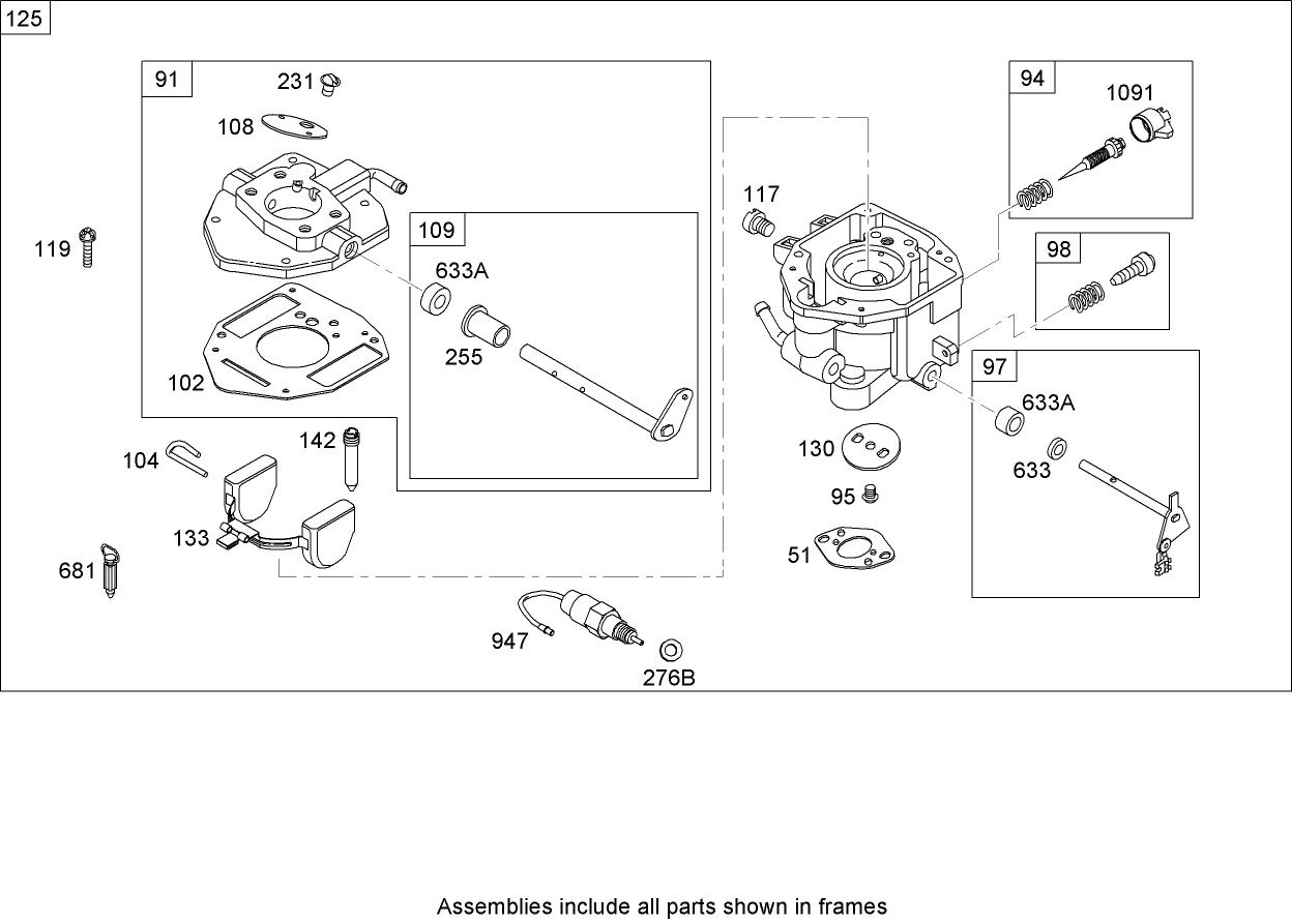 Carburetor Assembly Briggs and Stratton 305447-0203-E1