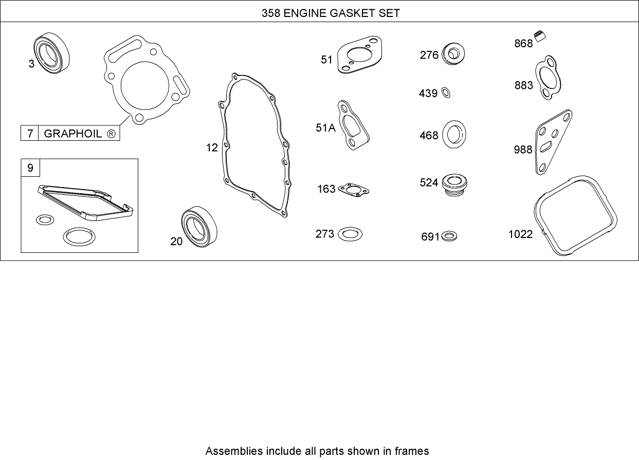 358 Engine Gasket Set Briggs and Stratton 305447-0203-E1