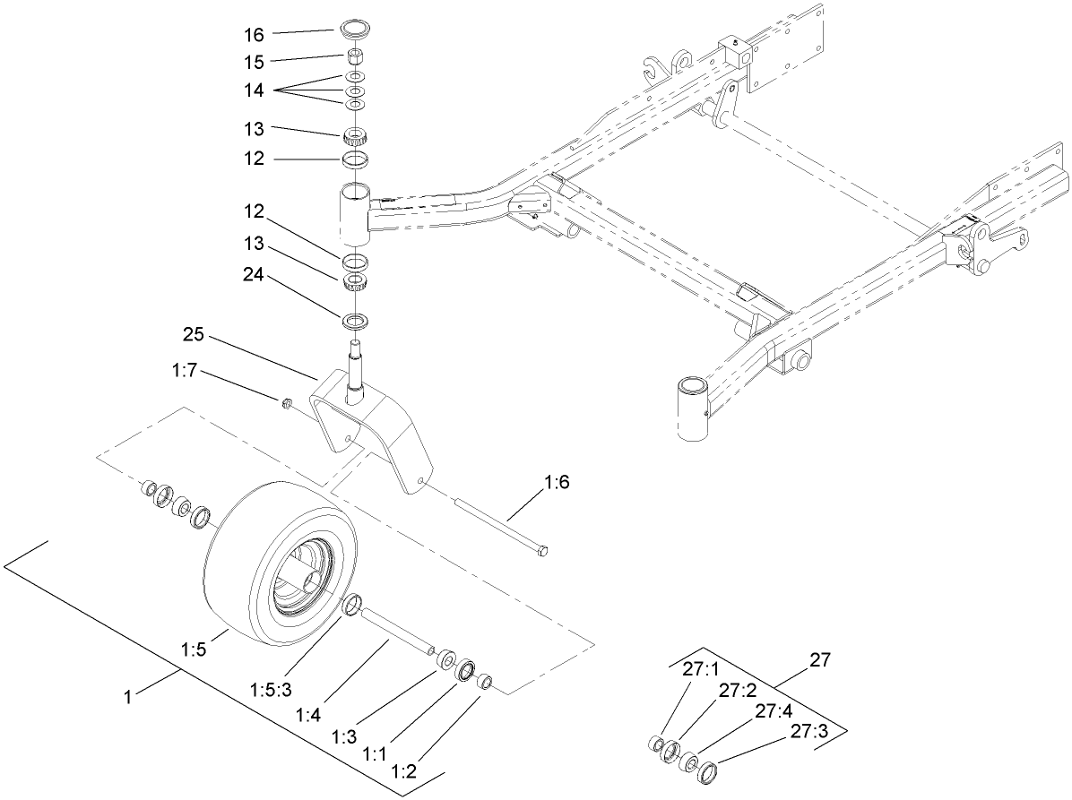 Caster Wheel and Fork Assembly