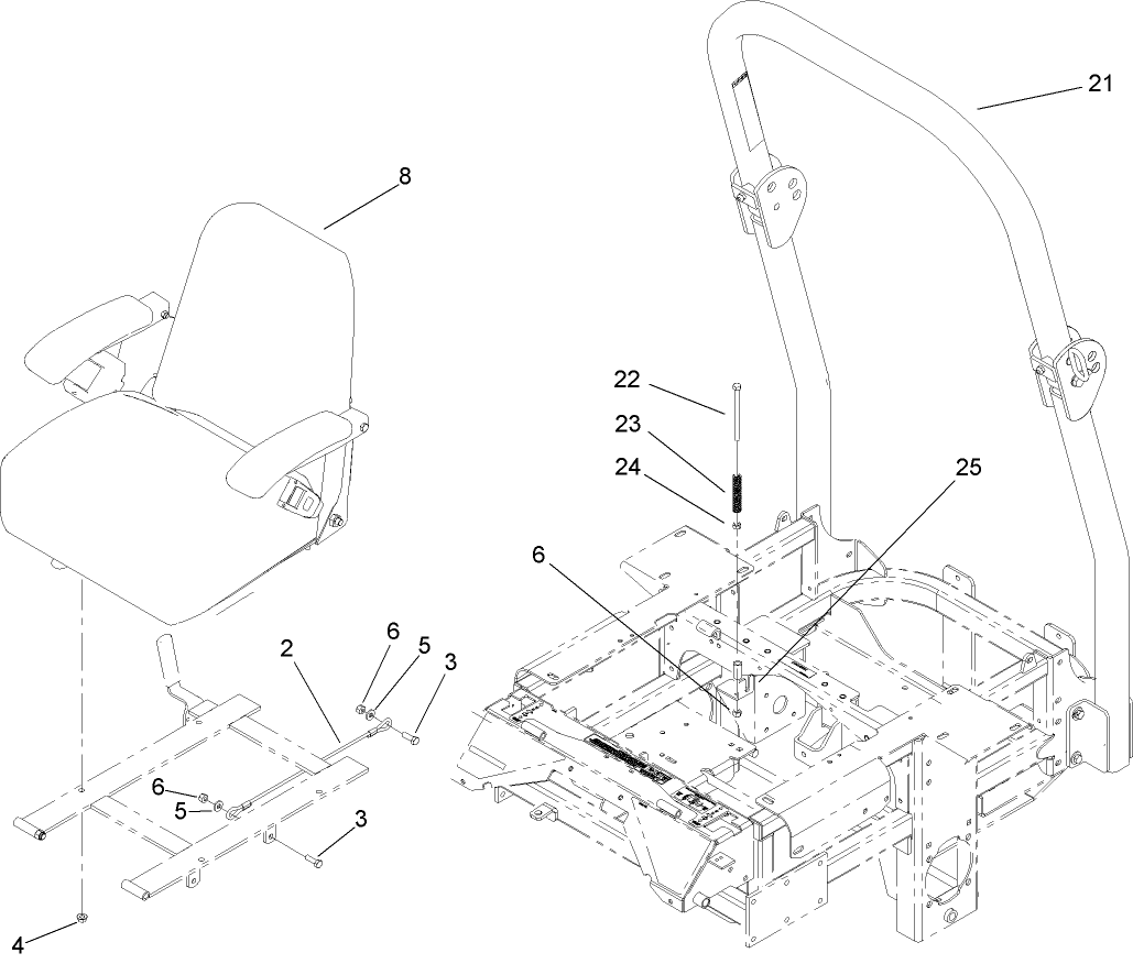 Seat and Roll-Over Protection System Assembly