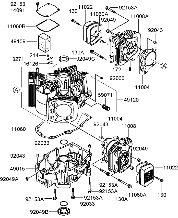 Cylinder and Crankcase Assembly  Kawasaki FH641V-AS31