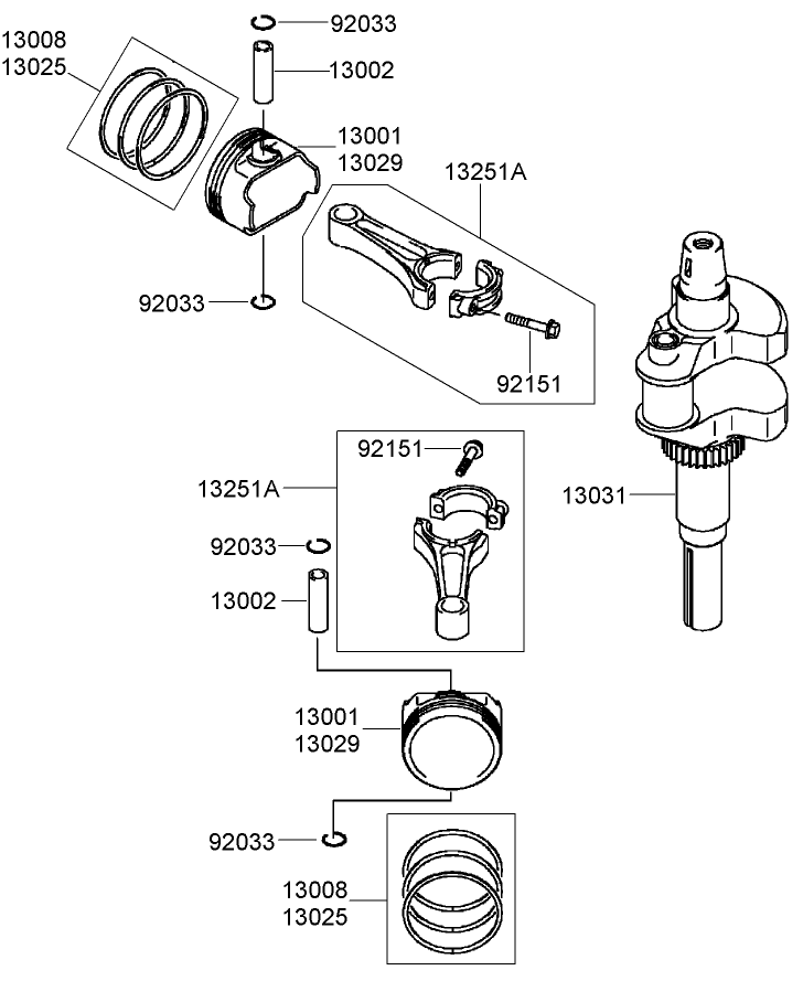 Piston and Crankshaft Assembly  Kawasaki FH641V-AS31