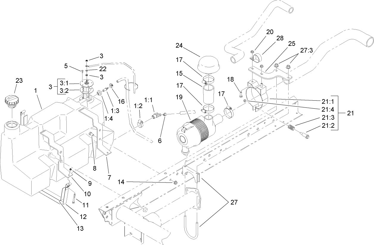 Diesel Fuel Tank and Air Cleaner Assembly