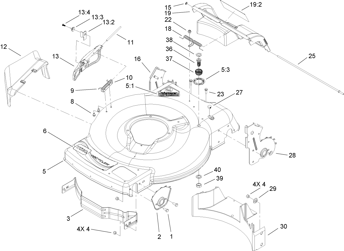 Deck, Side Chute and Rear Door Assembly