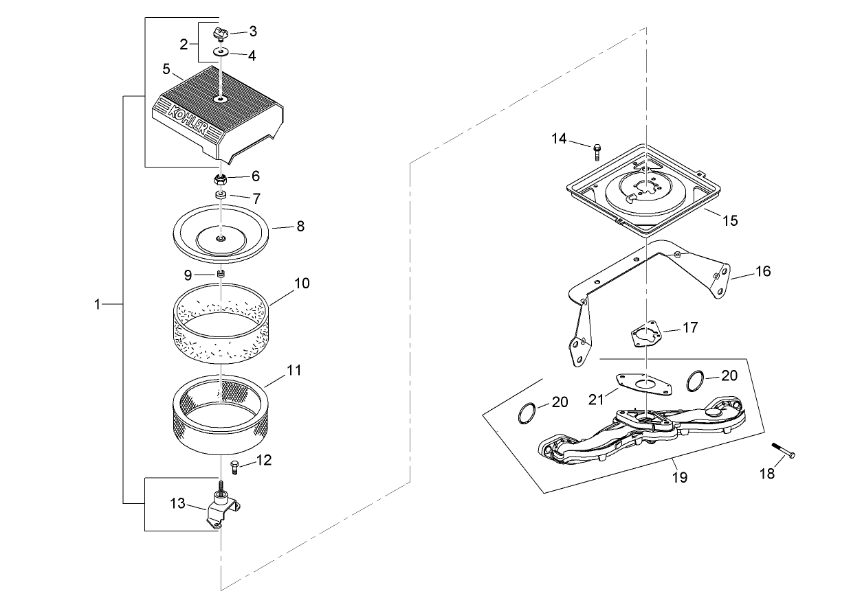Air Intake and Filtration Assembly Kohler CH730-0162