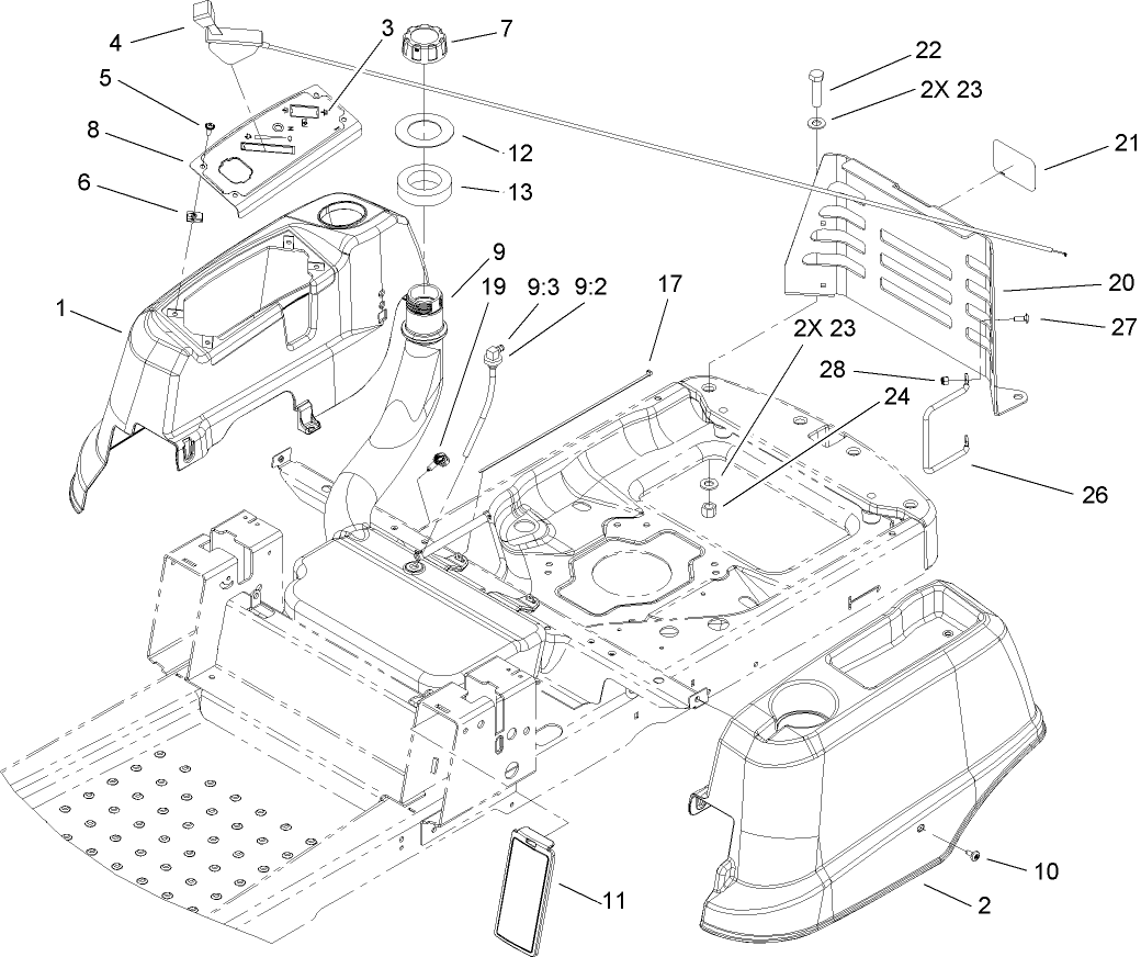 Styling and Fuel System Assembly