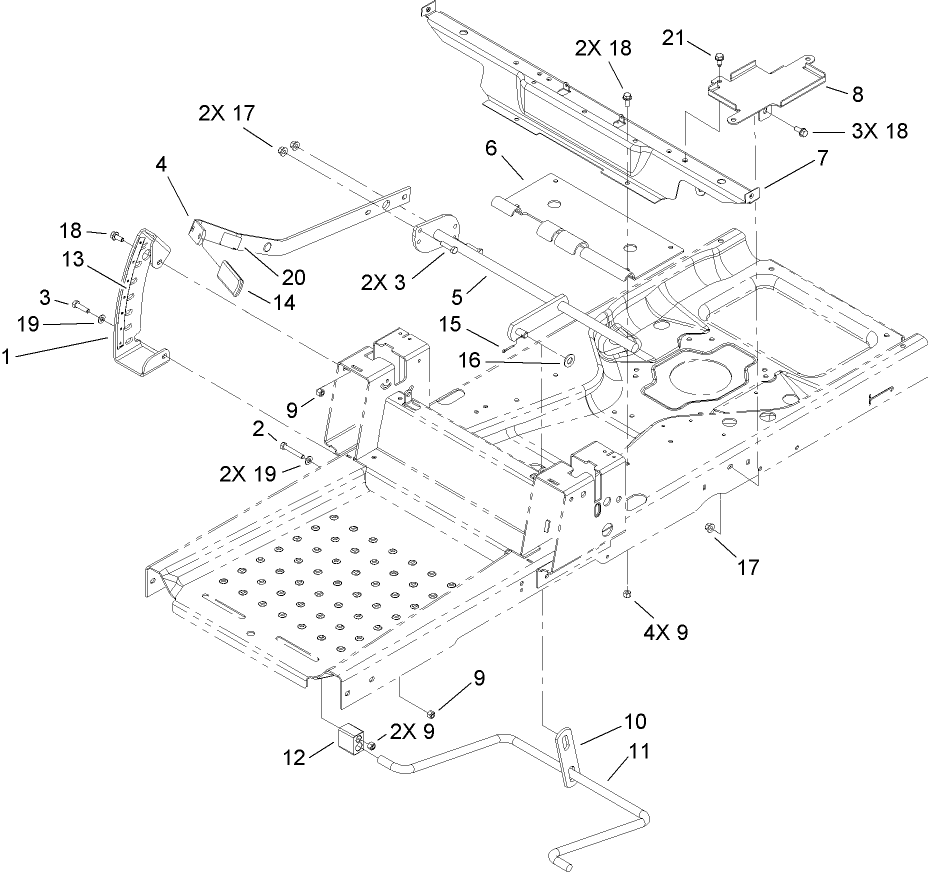 Deck Lift and Seat Support Assembly
