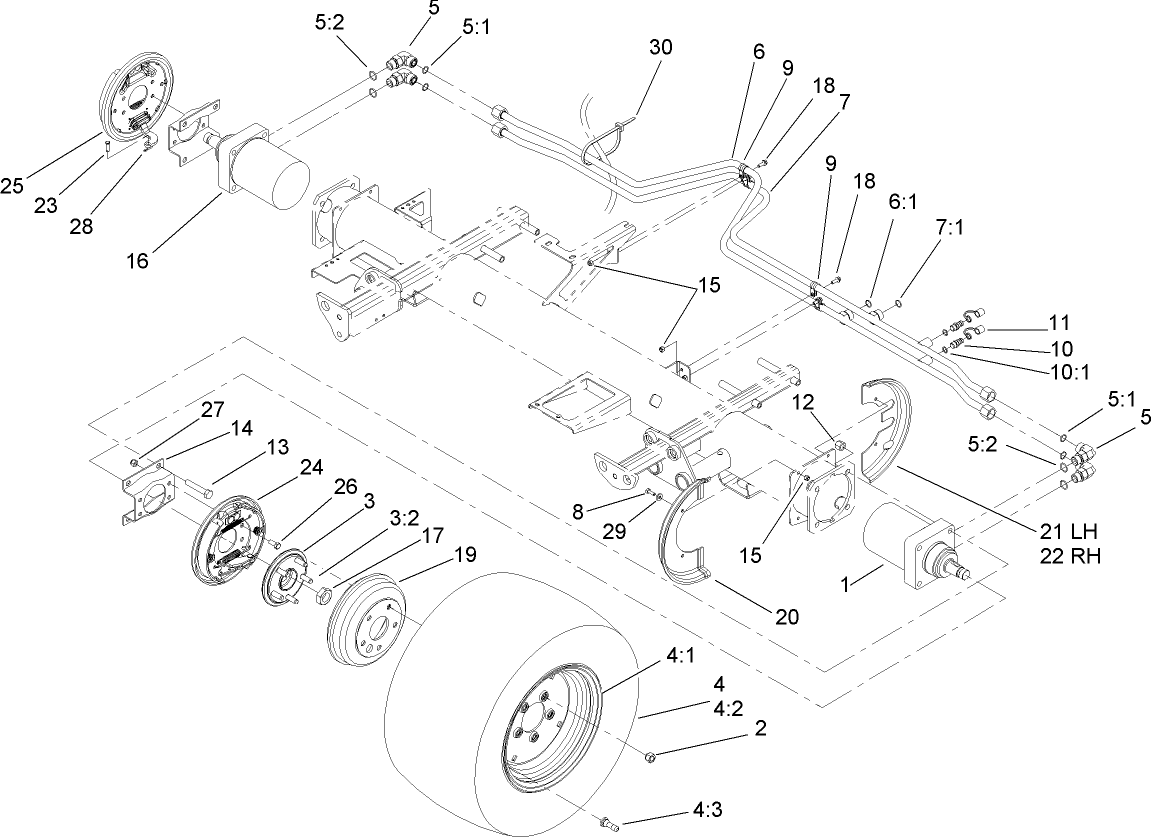 Front Wheel, Brake and Hydraulic Motor Assembly