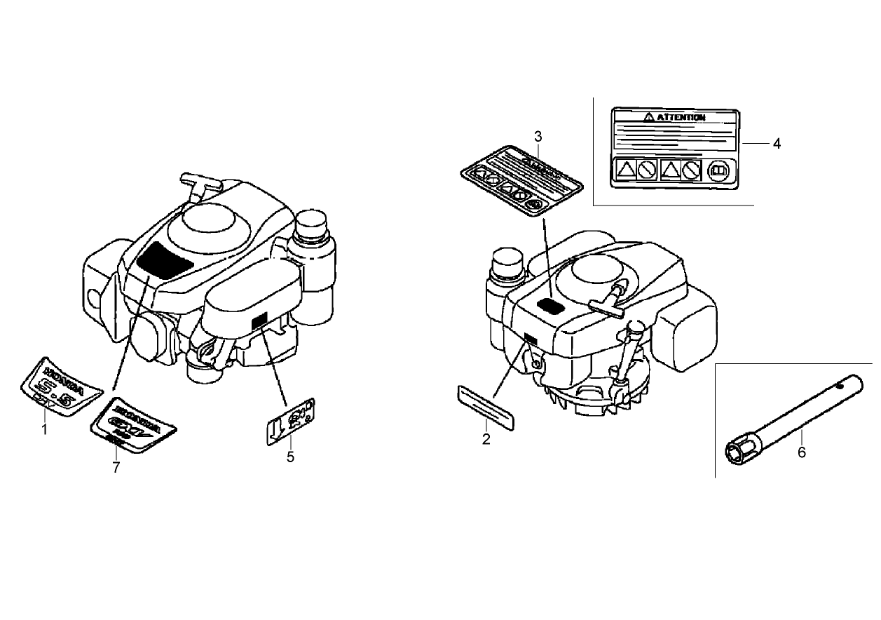 Label and Tool Assemblies  Honda GXV160UH2 A1T