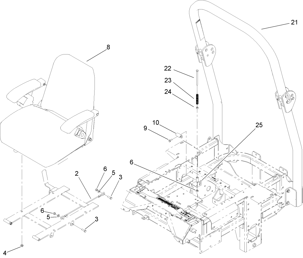 Seat and Roll-Over Protection System Assembly