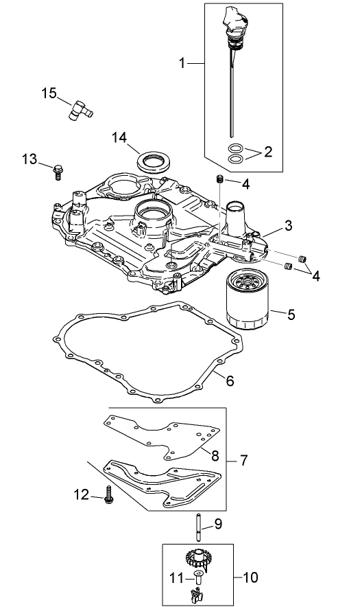 Oil Pan and Lubrication Assembly  Kohler SV610S-0022
