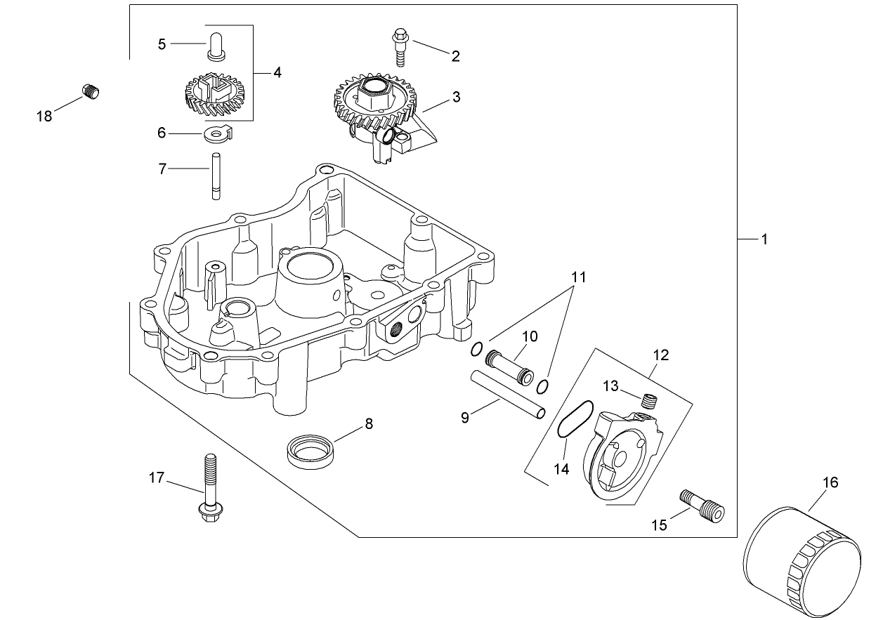 Oil Pan and Lubrication Assembly Kohler SV720-0030